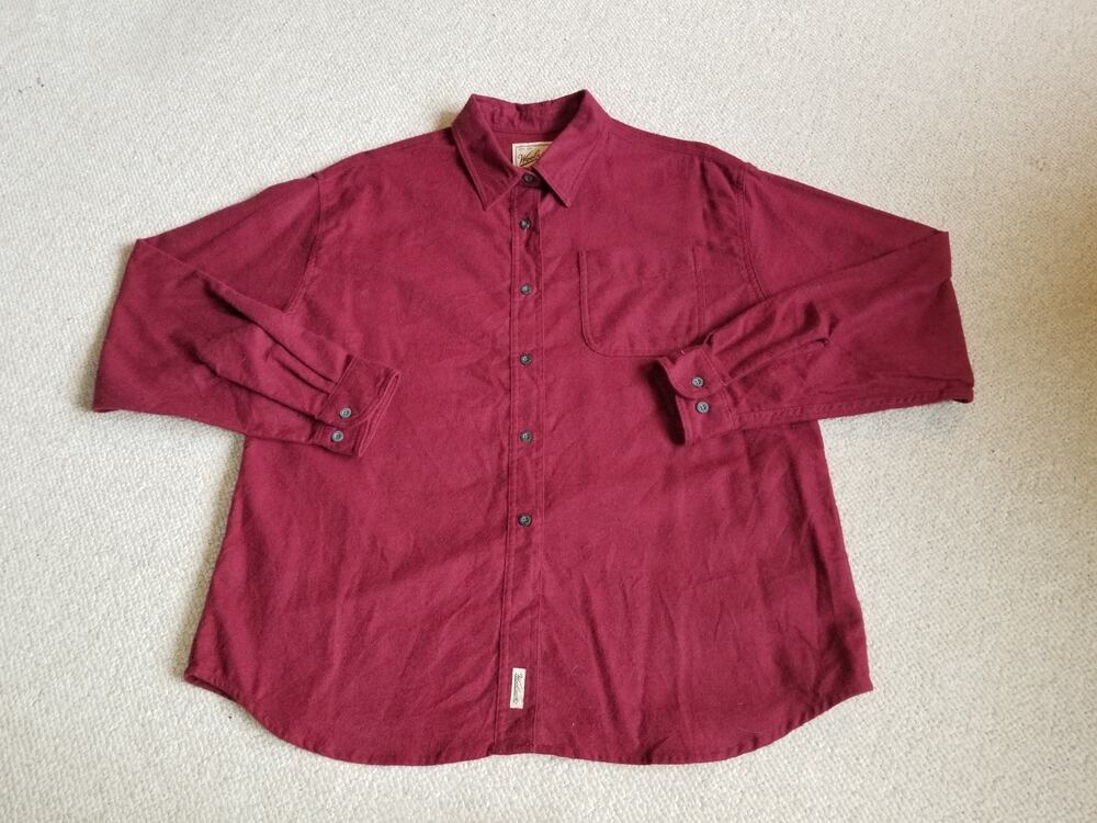 NWOT Womens Top-WOOLRICH-maroon cotton chamois button-up shirt outdoors-XL